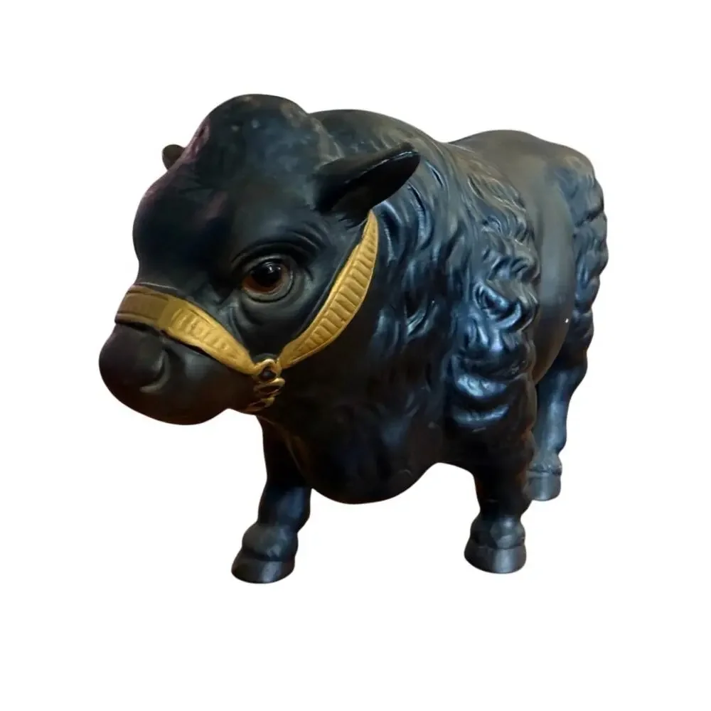 Vintage Black Angus Bull Figurine Cow Bulls 9x6 Brangus Bull Large Western